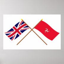 UK and Isle of Man Crossed Flags Poster
