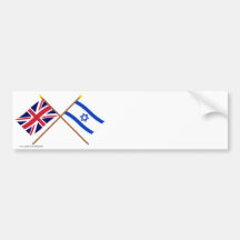 UK and Israel Crossed Flags Bumper Sticker