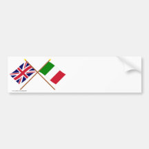 UK and Italy Crossed Flags Bumper Sticker