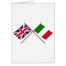 UK and Italy Crossed Flags Card