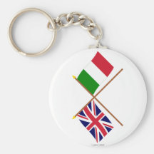 UK and Italy Crossed Flags Key Chain