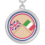 UK and Italy Crossed Flags necklaces