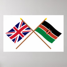 UK and Kenya Crossed Flags Poster
