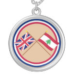 UK and Lebanon Crossed Flags necklaces