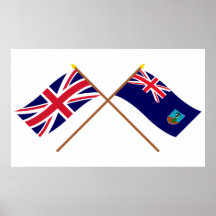 UK and Montserrat Crossed Flags Poster