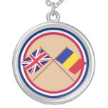UK and Romania Crossed Flags necklaces