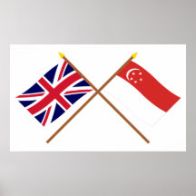 UK and Singapore Crossed Flags Print