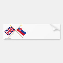 UK and Slovakia Crossed Flags Bumper Sticker