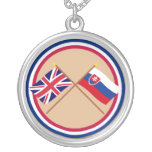 UK and Slovakia Crossed Flags necklaces