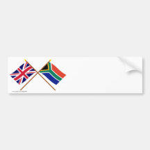 UK and South Africa Crossed Flags Bumper Stickers