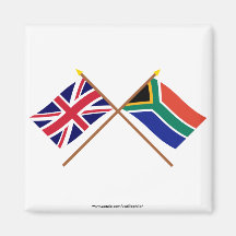 UK and South Africa Crossed Flags Fridge Magnet