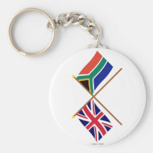 UK and South Africa Crossed Flags Key Chain