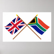 UK and South Africa Crossed Flags Posters