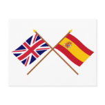UK and Spain Crossed Flags postcards