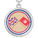 UK and Tunisia Crossed Flags necklaces