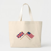 UK and United States Crossed Flags Canvas Bags