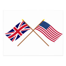 UK and United States Crossed Flags Post Card