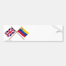 UK and Venezuela Crossed Flags Bumper Sticker