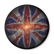 UK Fisheye Flag over London at Night