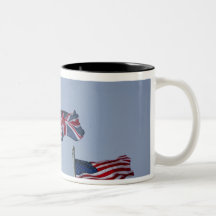 UK Flag between the Afghan and US flags Mugs