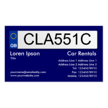 UK Number Plate - Dark Blue II Business Card Template