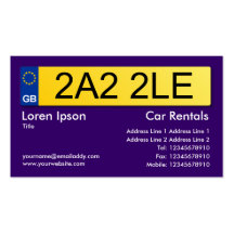UK Number Plate - Dark Violet Business Card Template