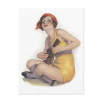 Uke Playing Flapper Postcard