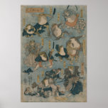 Ukiyo-e Frogs Print
