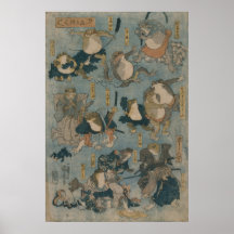 Ukiyo-e Frogs Print