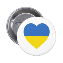 Ukraine Flag Heart Pinback Buttons