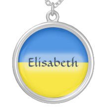 Ukraine Flag + Name Necklace