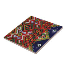 Ukrainian Cross Stitch Embroidered Ceramic Tile