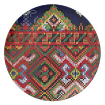 Ukrainian Cross Stitch Embroidery Melamine Dinner Party Plate