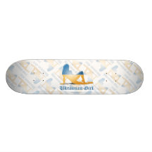 Ukrainian Girl Silhouette Flag Skate Deck