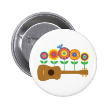 Ukulele Flowers Button