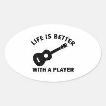 Ukulele musical instrument designs oval sticker