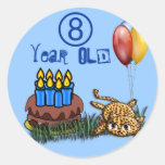 Ultra Cute 8 Year Old Leopard  Birthday Stickers