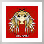 Ultra Cute Anime Blonde Long Hair Girl Power Print