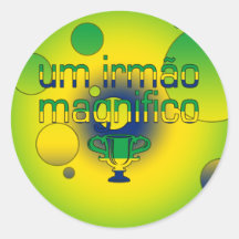 Um Irmão Magnifico Brazil Flag Colours Pop Art Round Stickers
