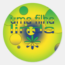 Uma Filha Linda Brazil Flag Colours Pop Art Stickers