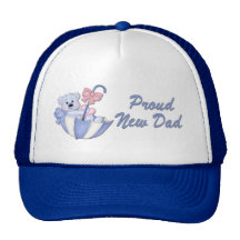 Umbrella Bear Boy on Polka Dots  for New Dad Hat