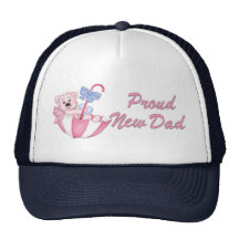 Umbrella Bear Girl on Polka Dots  for New Dad Hats
