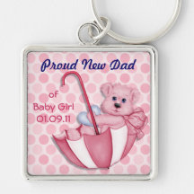 Umbrella Bear - New Dad of Girl Key Chain