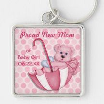 Umbrella Bear - New Mum of Girl Keychain