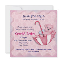 Umbrella Bear Pink - Invitation
