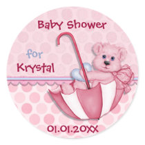 Umbrella Bear Pink Polka Dot Baby Shower