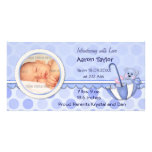 Umbrella Teddy Bear Photo Birth Announcement Personalised Photo Card
