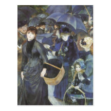 Umbrellas by Renoir, Vintage Impressionism Art Postcard