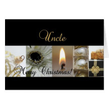 uncle Christmas black & White & Gold collage Greeting Cards