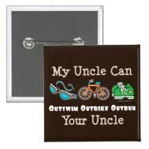 Uncle Outswim Outbike Outrun Triathlon Button